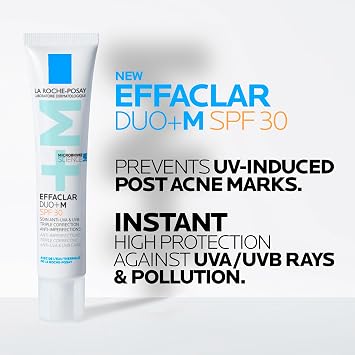 La Roche-Posay Effaclar Duo+M SPF30 Anti-Blemish Moisturiser, Dual Action Mattifying Face Cream for Oily and Blemish-Prone Skin, Reduces Appearance of Spots and Marks, 40ml