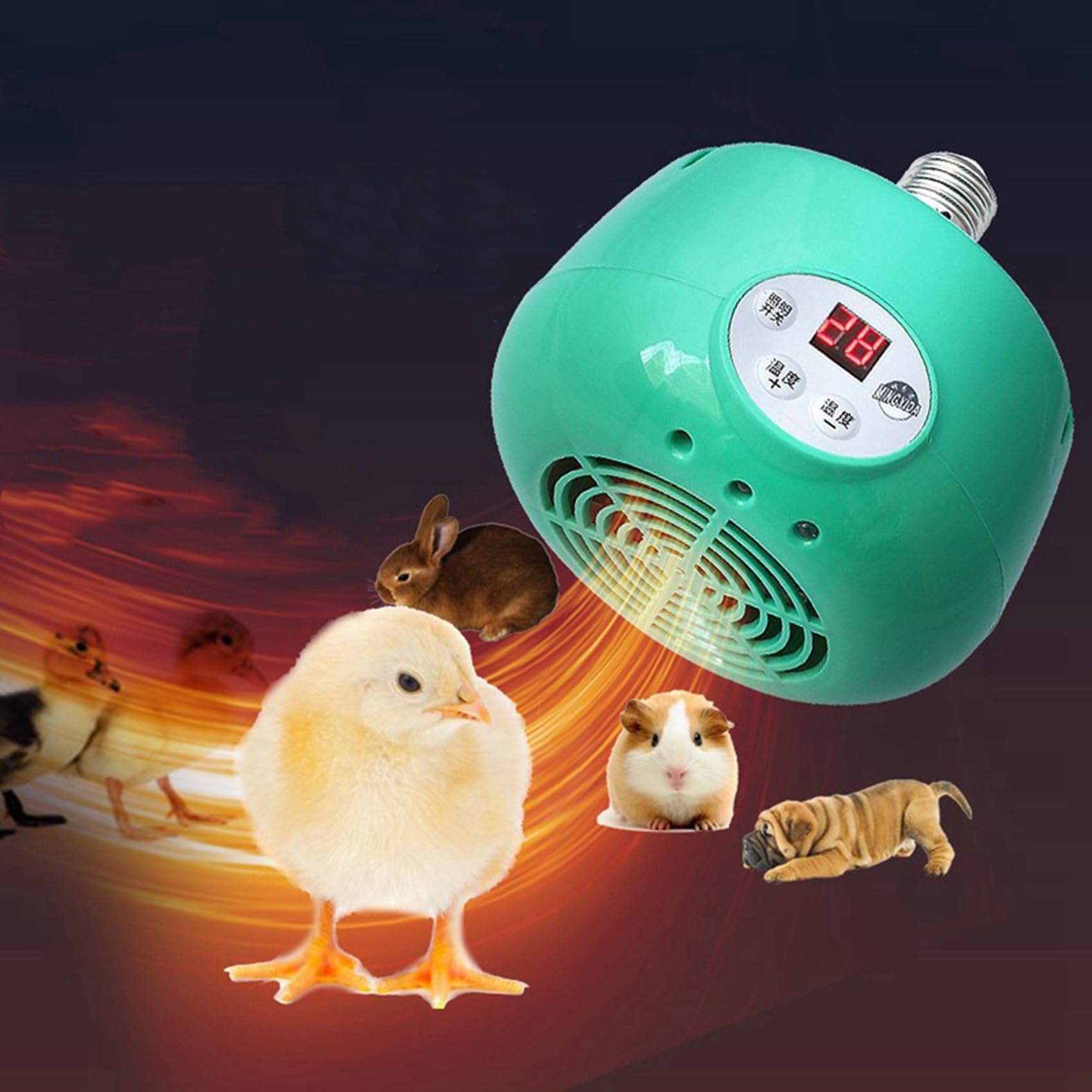 5X Lámpara de Calefacción, Luz Cálida de Animales de Granja para Pollo, Lechón, Perro, Mascota, Controlador de Temperatura Termostático, Calentador para Incubadora