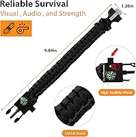 Vista 3 de Pulseras Oadnfa, pulseras de supervivencia para hombres, kit de equipo táctico de paracord de 5 en 1 para acampar, con cuerda de paracaídas