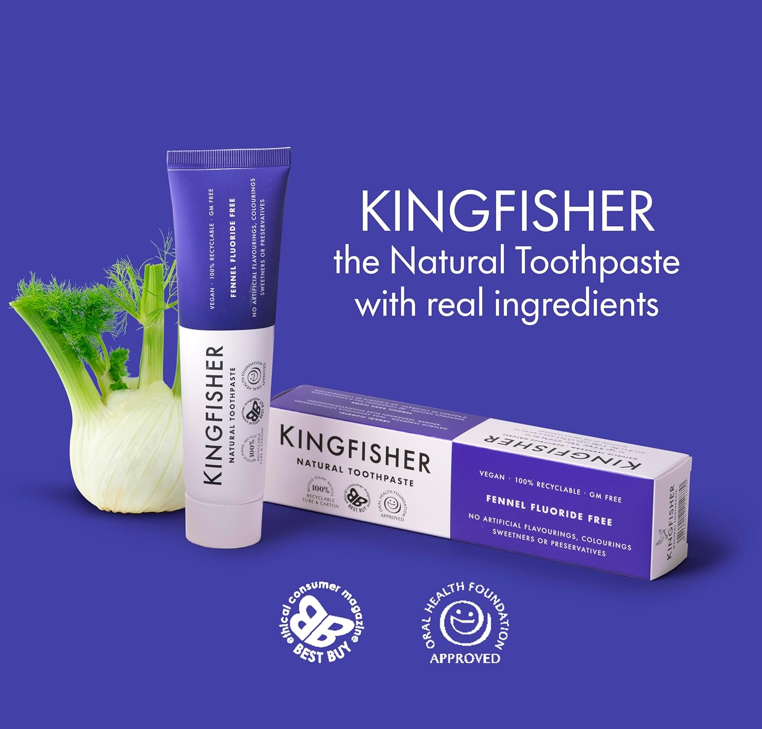 Kingfisher 100 ml Flouride Free Fennel Toothpaste - 3-Pack