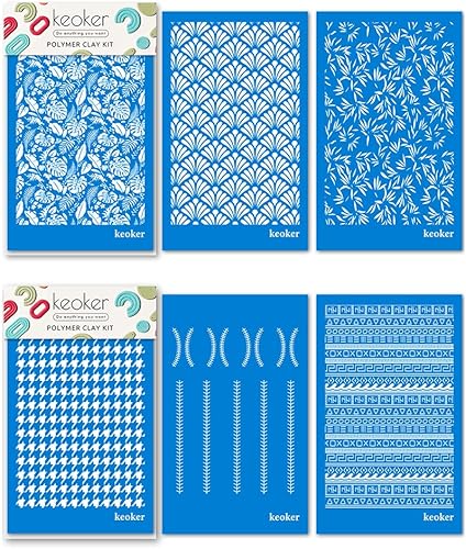 Plantillas de pantalla de seda para arcilla polimérica, kit de impresión de serigrafía reutilizable, funciona con cortadores de aretes de arcilla
