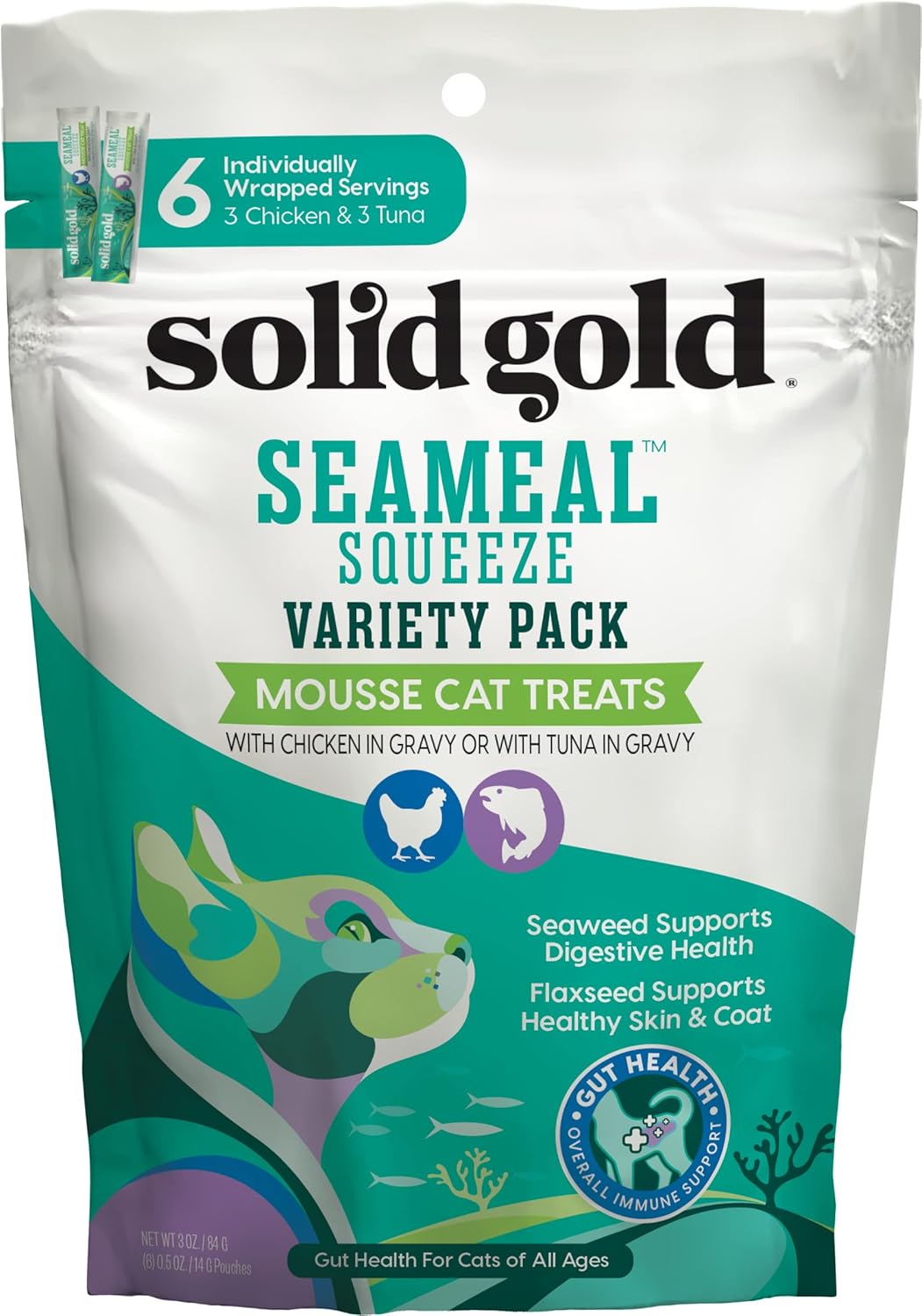 Solid Gold Lickable Cat Treats SeaMeal Squeeze