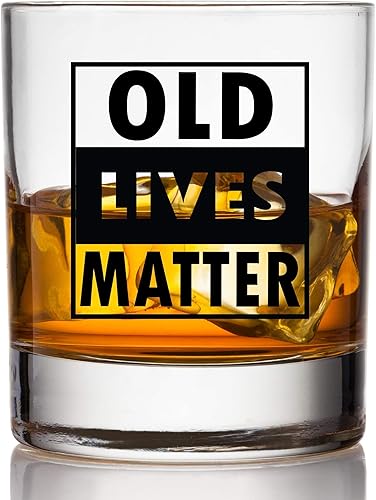 Old Lives Matter - Vaso de whisky escocés, 11 onzas, divertidos regalos de jubilación o cumpleaños para hombres, regalos únicos para papá, abuelo o