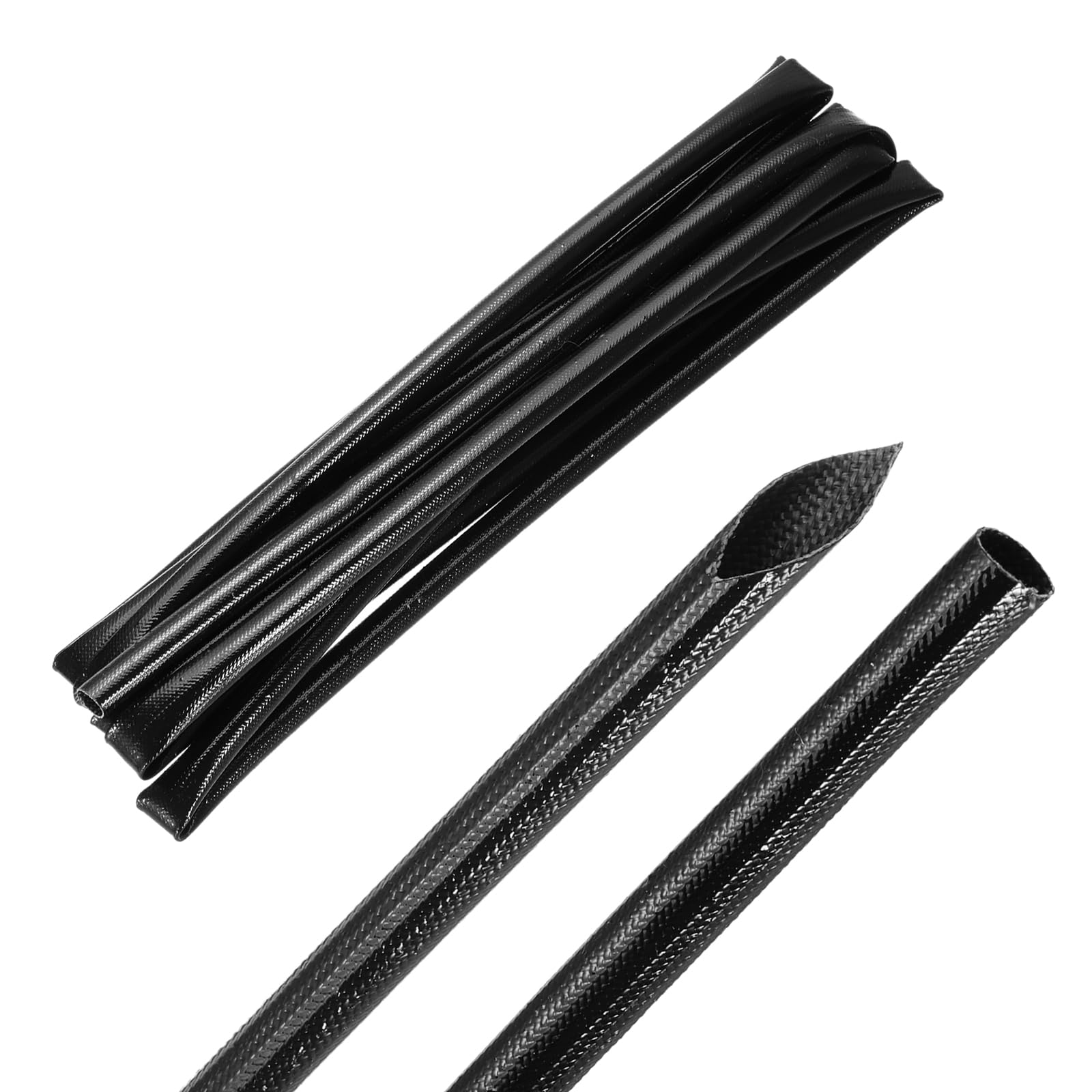 sourcing map 10ft Braided Cable Sleeve, 8mm / 5/16" ID 200C High Temperature 1500V Fiberglass Wire Insulation Cord Protector Organizer Wires Management for Motor Engine Fuel Line, Black