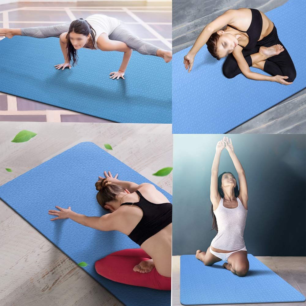 Esterilla de yoga antideslizante TPE con correa elástica y bolsa de esterilla, respetuosa con el medio ambiente, 8 mm de grosor, esterilla de entrenamiento para yoga, pilates y ejercicios de