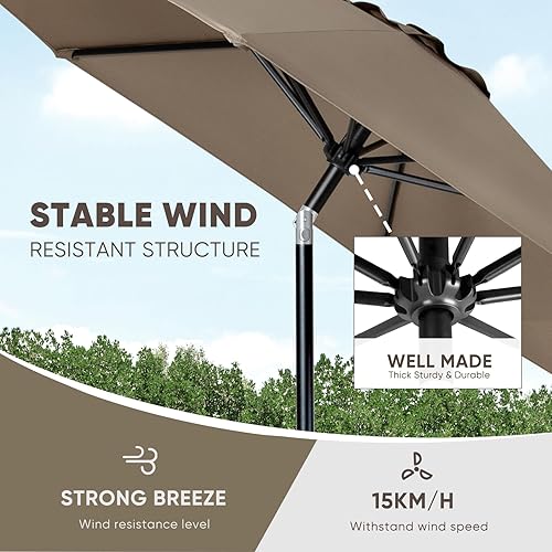 Miniatura 94 de Tempera Patio Market Outdoor Table Umbrella with Push Button Tilt and Crank,Large Sun Umbrella with Sturdy Pole&Fade resistant canopy,Easy to set