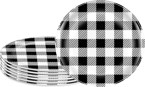 6 platos de cena con patrón a cuadros de búfalo platos de ensalada reutilizables de 6 pulgadas platos de cena de melamina platos de picnic navideños
