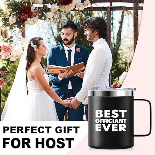 Miniatura 2 de Mejor oficial de bodas de novios  Taza de café aislada de regalo oficial de boda de aniversario  12 onzas con asa y tapa, acero inoxidable 304 tazas