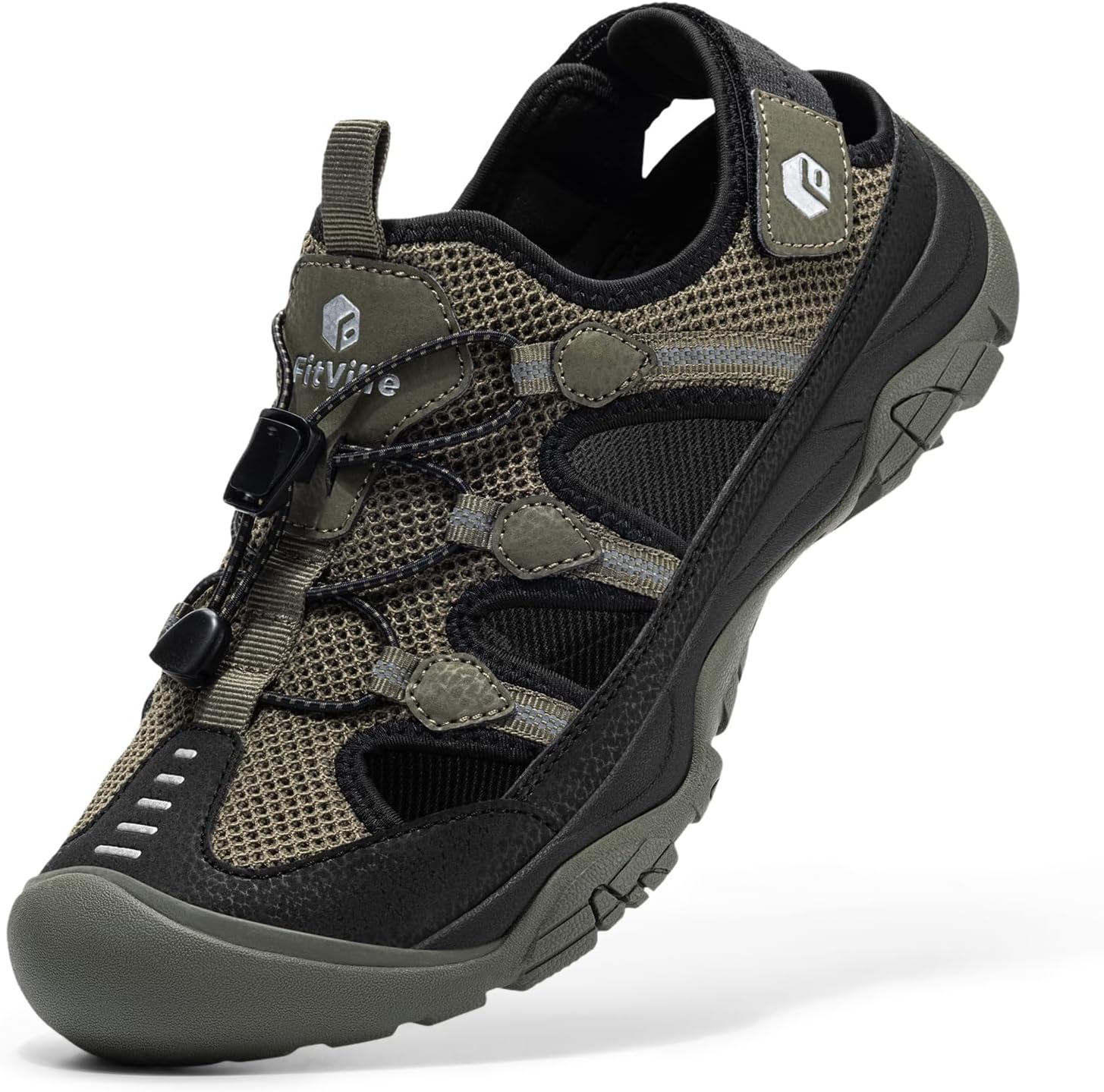 FitVille Men's Walking Sandals, Wide-Fit Closed Toe Hiking Sandals with Arch Support for Plantar Fasciitis, Quick-Adjust Straps & Non-Slip Sole Men Shoes for Summer Outdoor Casual Sports