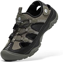 FitVille Mens Walking Sandals, Wide-Fit Closed Toe Hiking Sandals with Arch Support for Plantar Fasciitis, Quick-Adjust Straps & Non-Slip Sole Men Shoes for Summer Outdoor Casual Sports