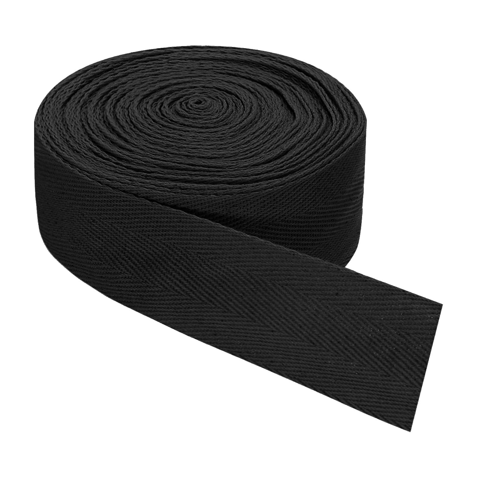 sourcing map Twill Tape, 1Pcs 11 Yard x 40mm - Cotton Fabric Ribbon, Roll Herringbone Tape for Clothing, Accessories, Bags (Black)