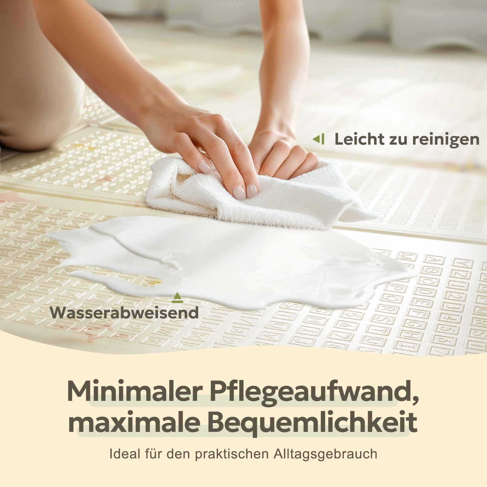 Mallify Krabbelmatte 180x200x1,5cm für Baby, Faltbar & Schadstofffrei, Beidseitig Verwendbare Spielmatte mit Kantenschutz, Kinderzimmer Spielteppich Play Mat, Tragbar & Wasserdicht für Innen & Outdoor