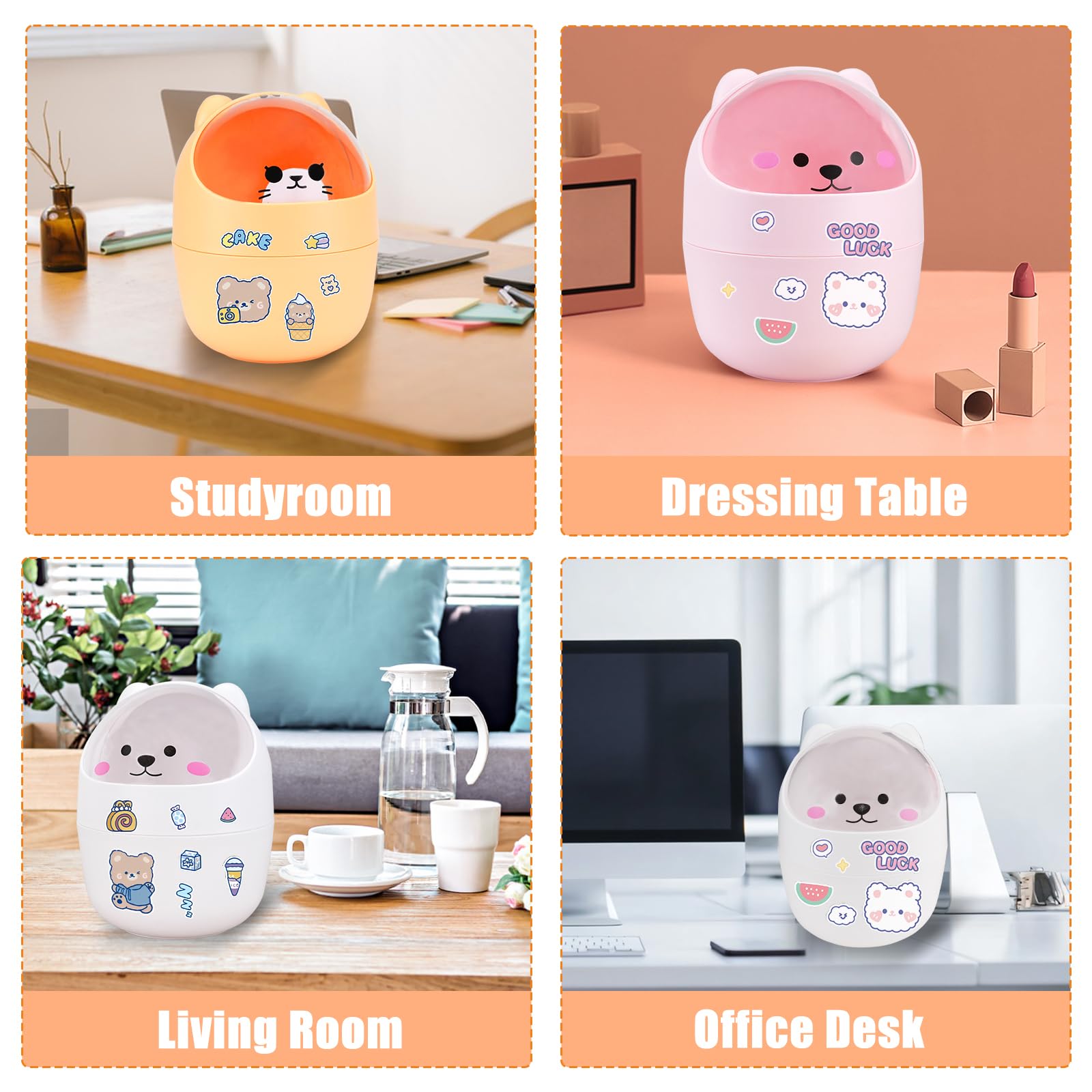 Cute Mini Trash Can - Bear Design -6