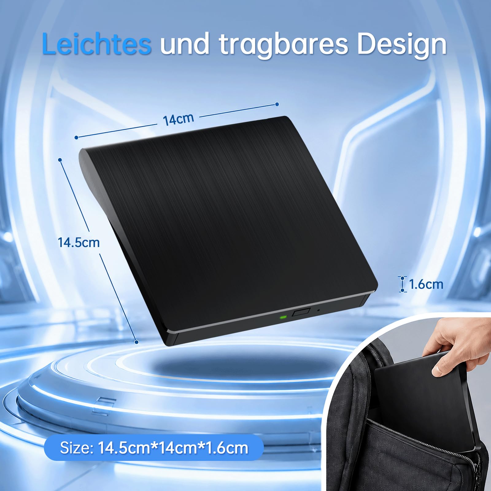 Yaeonku Externes Blu-ray Laufwerk Blu-ray Laufwerk DVD/BD Player Blu-ray Laufwerk USB 3.0 und Typ-C DVD Recorder für Windows XP/7/8/10/11 MacOS für PC,Laptop,Desktop,Mac