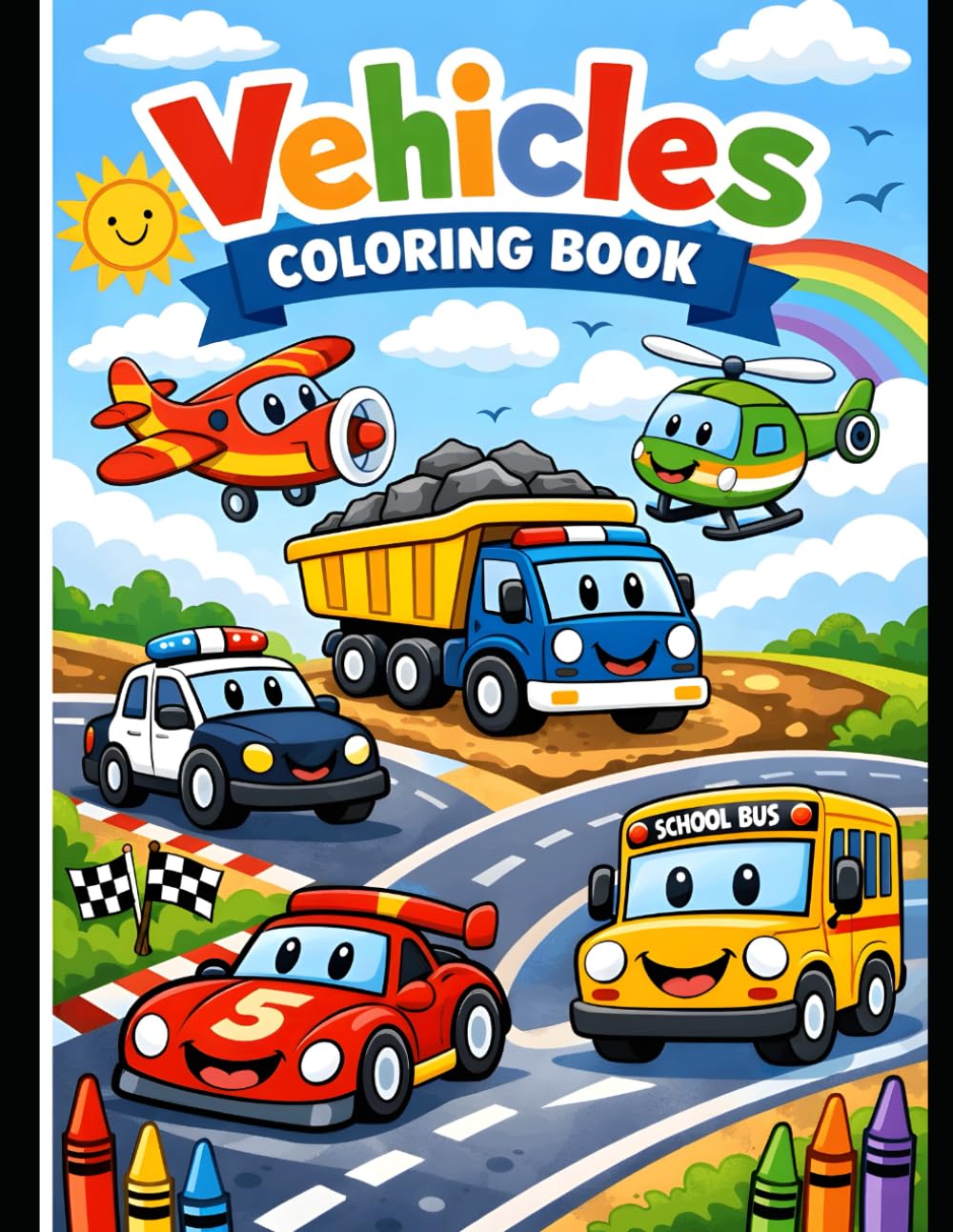 My First Big Book of Vehicles: 12 Fun Coloring Pages of Cars, Trucks, Planes, and Boats for Toddlers and Kids Ages 3-6 | Large & Simple Illustrations for Early Learning