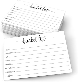 321Done Bucket List Suggestion Cards (50 Cards) White 4x6 - Fun Party Game Activity Guestbook for Wedding, Bridal, Graduation, Retirement, Anniversary, Birthday - Ad Lib Prompts - Made in the USA