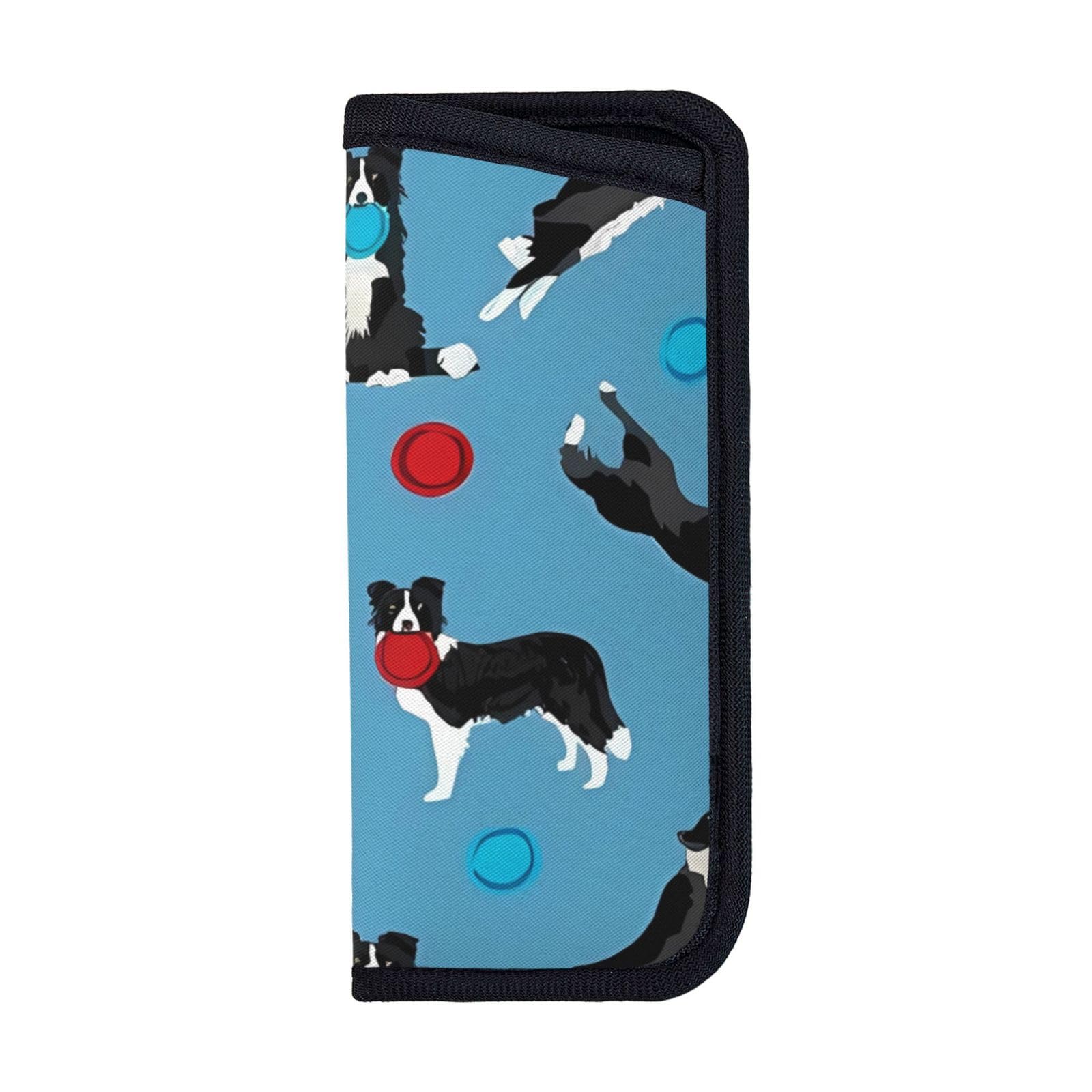 BEEOFICEPENG Glasses Case,Anti-Scratch Spectacles Sleeve Portable Eyewear Case Sunglasses Case,Border Collie Disc Dog Agility Dog Border Collie Black And White Border Blue