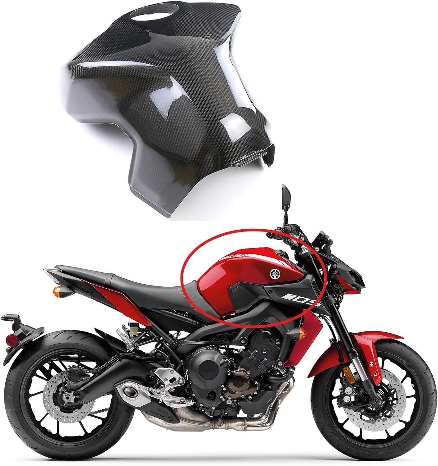 Carbon Fiber Motorcycle Full Tank Cover Motorbike Tank Cover Fairing Oil Case Guard Fit for Yamaha MT09 2017 2018 2019 2020