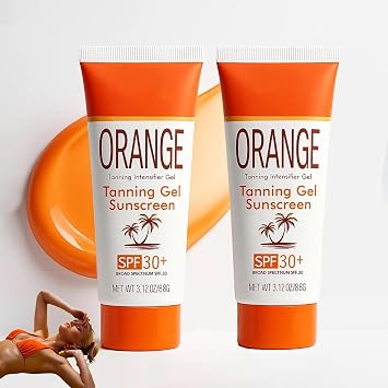 Orange Tanning Gel Sunscreen, Hydrating & Moisturizing Formula Sunscreen, Mineral-Oil Free, Water-Resistant, Travel Size, 3.12 Oz. 2