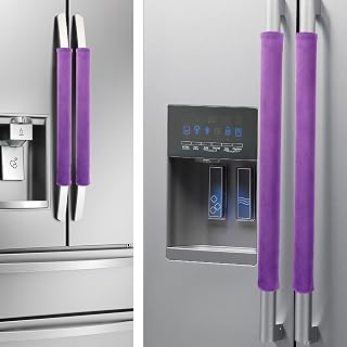 Nuovoware Refrigerator Door Handle Covers Set of 4, Make Kitchen Appliance Fridge Oven Microwave Dishwasher Clean,Protect Antiskid Washable Decor Cloth,Keep Off Smudges Fingerprint Oil Stain, Purple