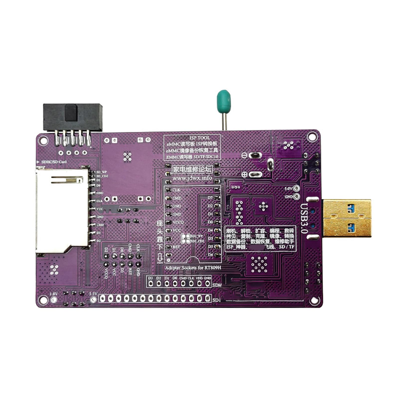 EMMC - Dispositivo di imaging con adattatore USB 3.0, supporto 809H per una programmazione efficiente dei chip e un programmatore portatile di backup