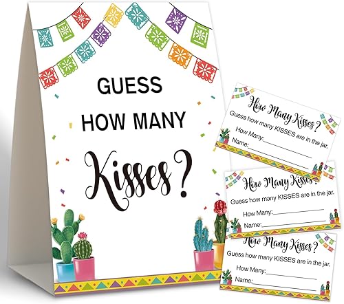 Juego de despedida de soltera con texto en inglés How Many Kisses, decoraciones de despedida de soltera, juegos populares de despedida de soltera,