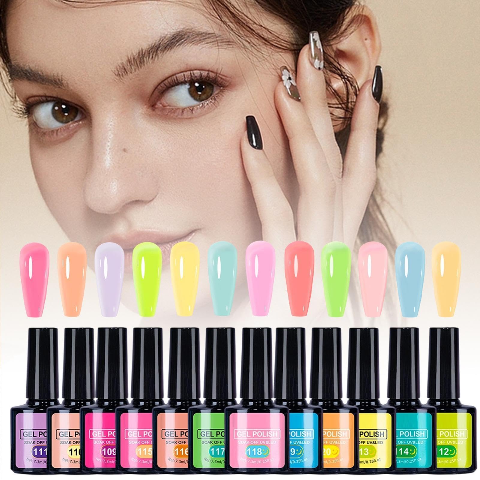 Smalto gel luminoso 12 Pezzi Luminosi Durevoli Portatili | Gel Unghie con Effetto Luminoso Brillante da Donna Forniture Manicure Glow per Donne Ragazze Beauty Lovers Studenti Saloni