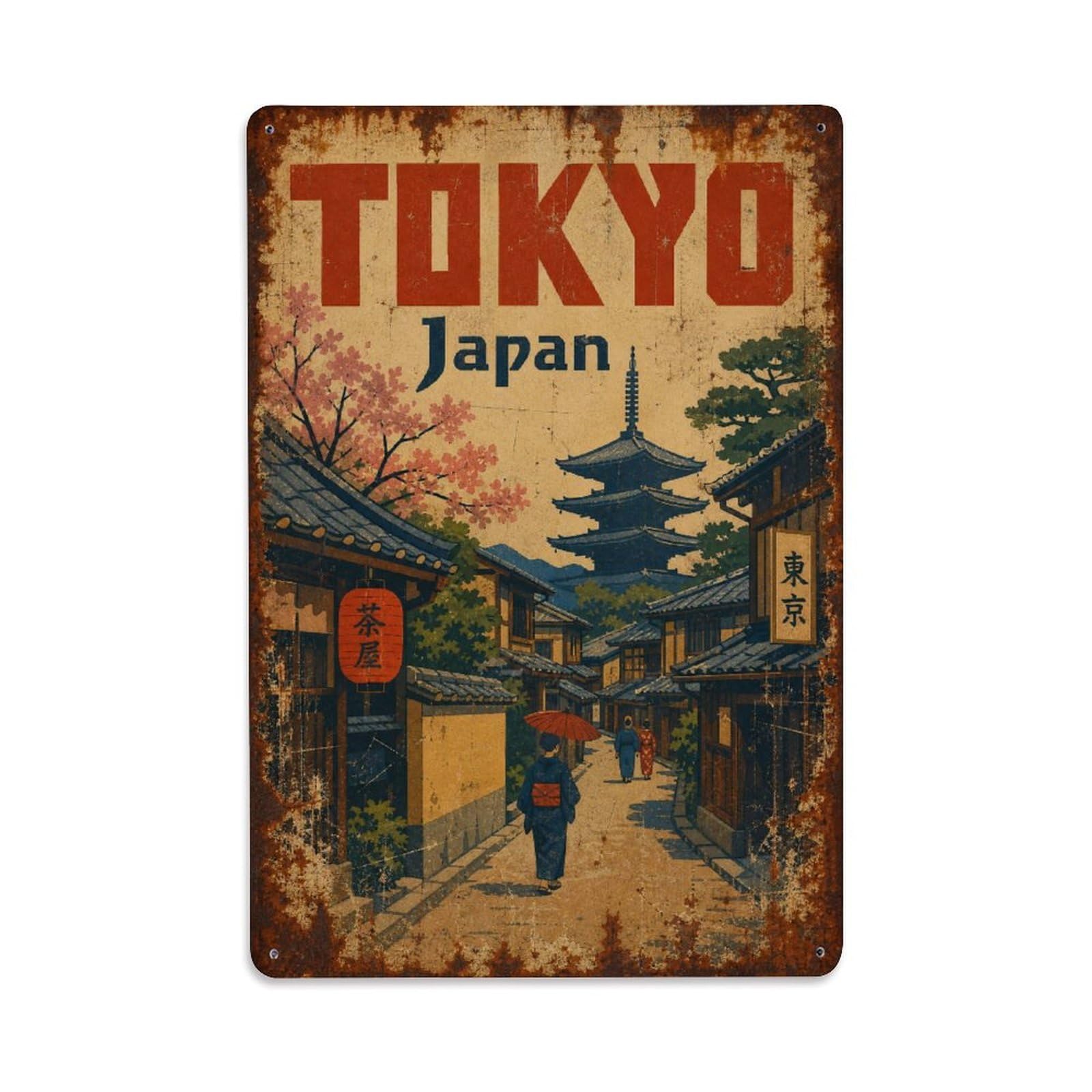 Gead 8X12inch Style Vintage Travel Tokyo Japan Neighborhood Metal Tin Sign