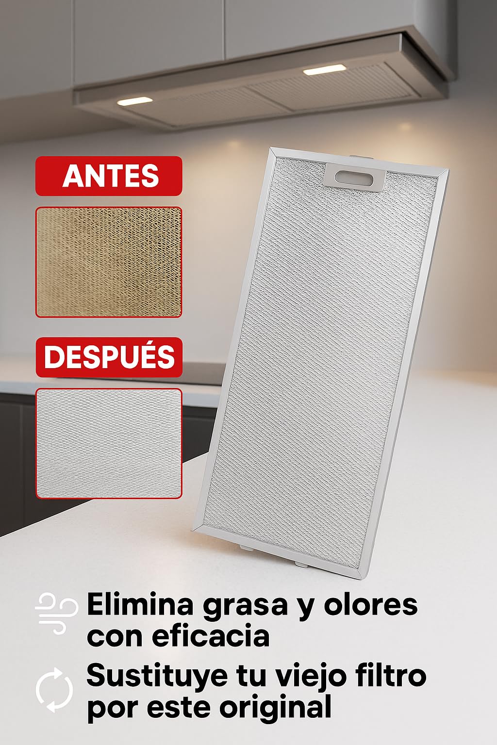 Recamania Filtro Metálico Campana Extractora TEKA CNL1000 CNL2000 19x50cm