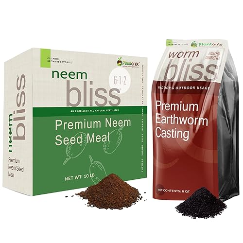 Neem Bliss (10 libras) + Worm Bliss (8 cuartos de galón)  Fundición de gusano orgánico y fertilizante de pastel de neem  Fertilizante orgánico de