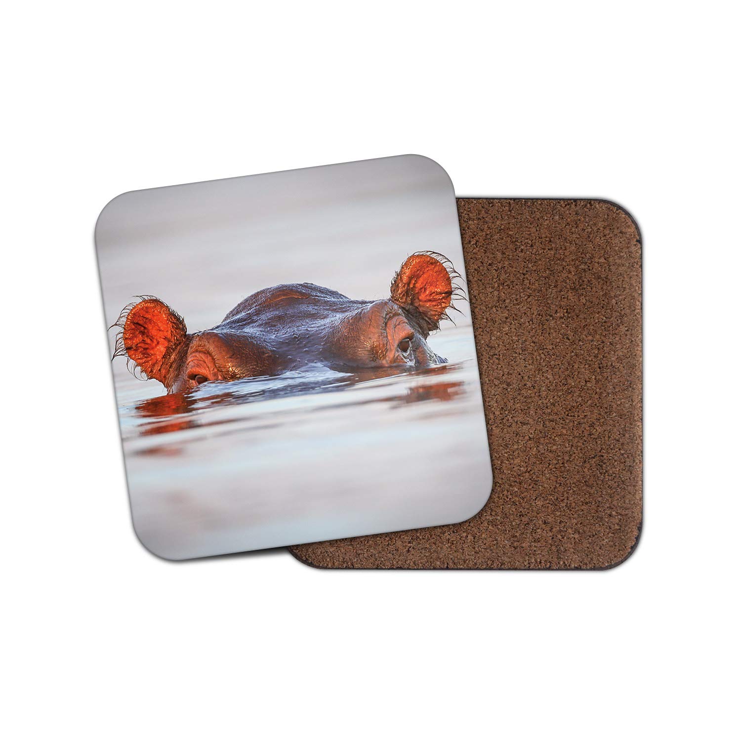 Destination Vinyl Ltd Multicolor 1 X Funky Hippopotamus Coaster - Wild Animal Africa Hippo River Sea #15643
