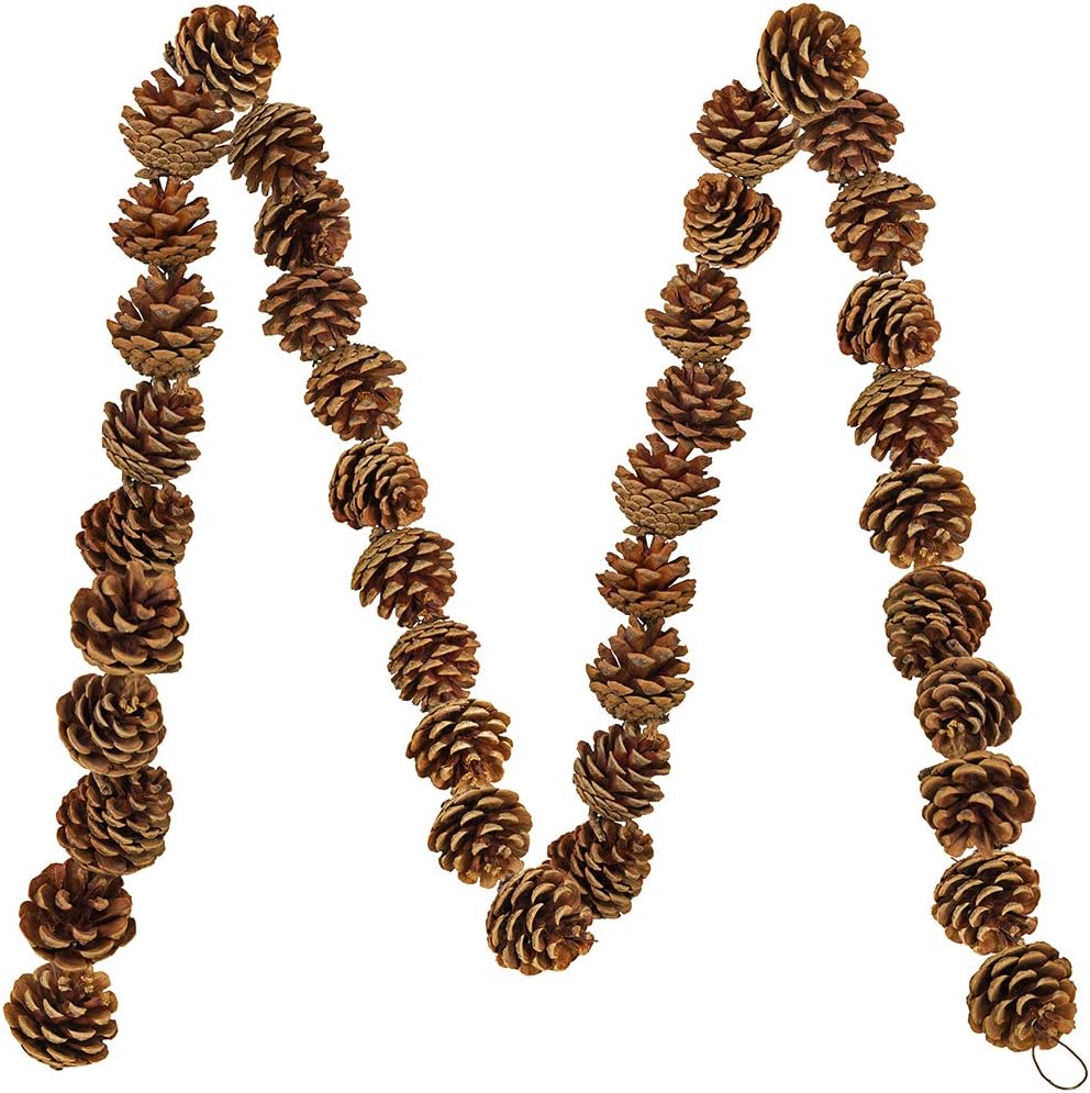 Supla 6' Long Rustic Pine Cone Garland Dried Natural Hanging Pine Cone Strings Pine Cones Vine - 42 Pcs Pinecones for Christmas Winter Holiday Indoor and Outdoor Decor