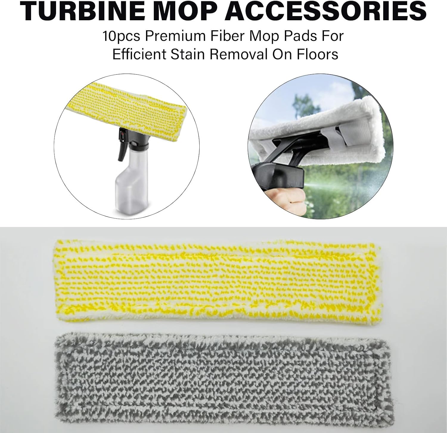 10 Pieces Fibre Mop Pad Window Swipping Mop Fibre Texture Suitable for Floor Floor Steamers Attachments