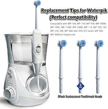 3Pack Replacement Toothbrush Heads for Most Waterpik Water Flossers Models