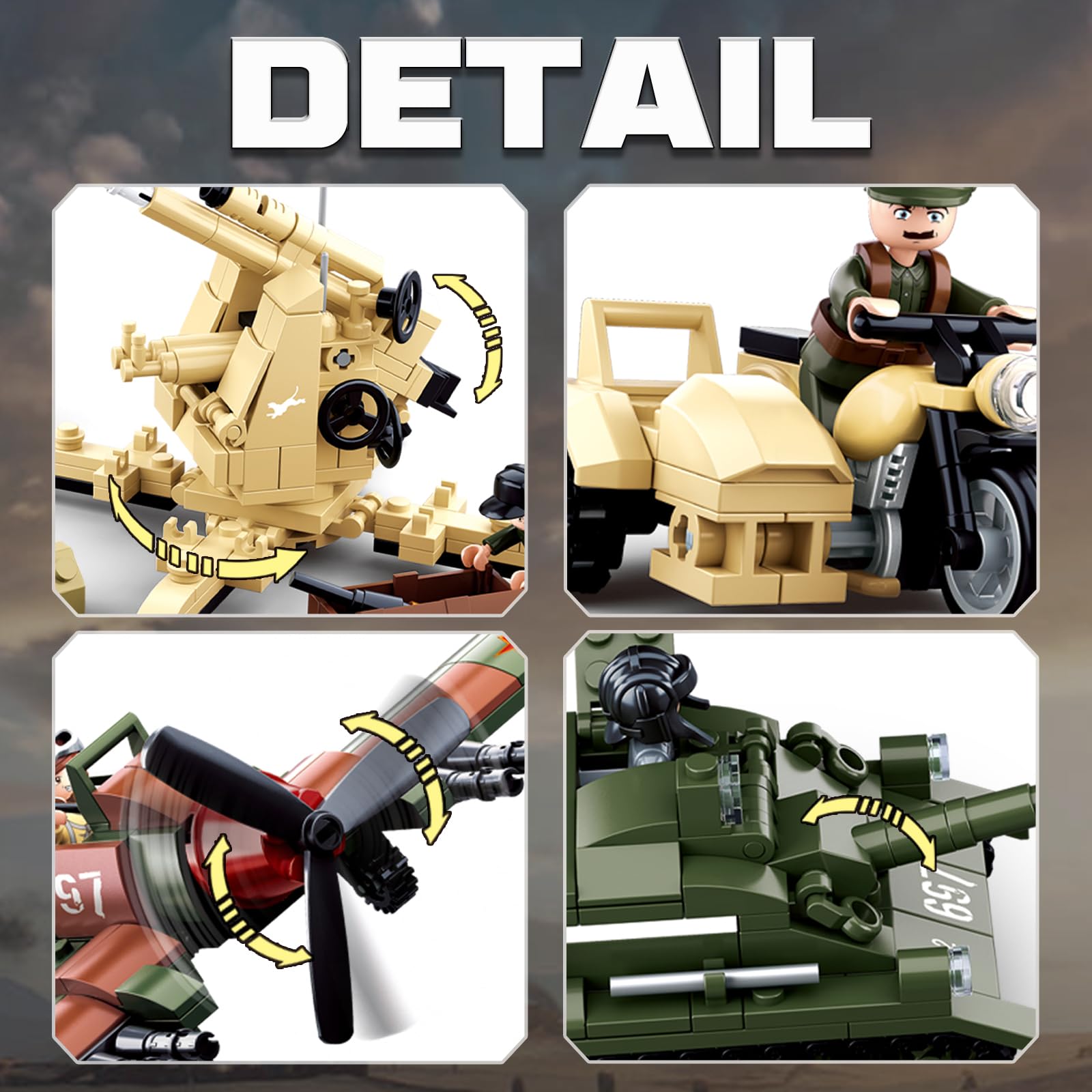 Amazon.co.jp: 軍事基地ビルディングセット WW2 陸軍モデルキット 戦車