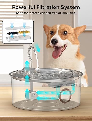 Miniatura 3 de Fuente de agua para perros grandes, dispensador automático de agua para perros de acero inoxidable de 270 oz8 L, fuente de agua automática para