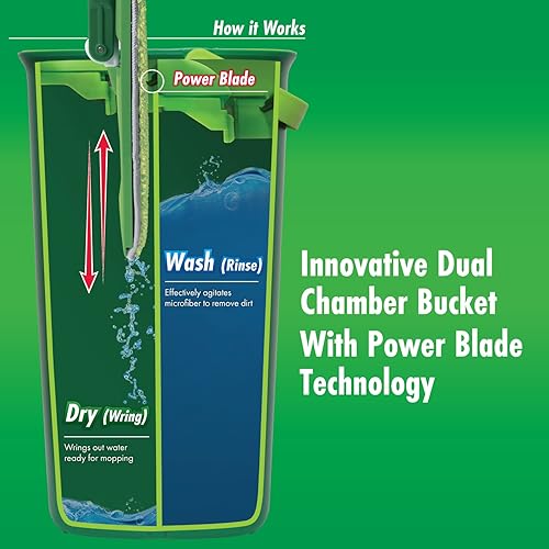 Miniatura 3 de Libman Rinse 'n Wring - Sistema de fregona y cubeta  Mopa de piso de microfibra  Limpiador de pisos de madera dura  Trapeador húmedo y seco  Cámaras