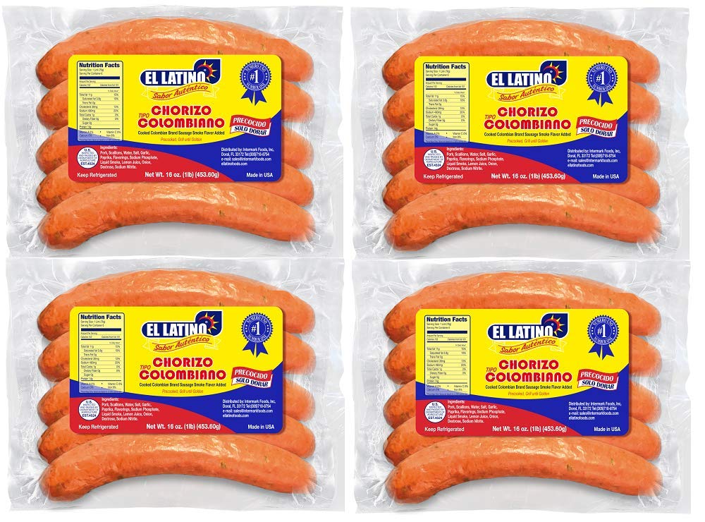 El Latino Colombian style sausage(chorizo), Precooked, 1lb