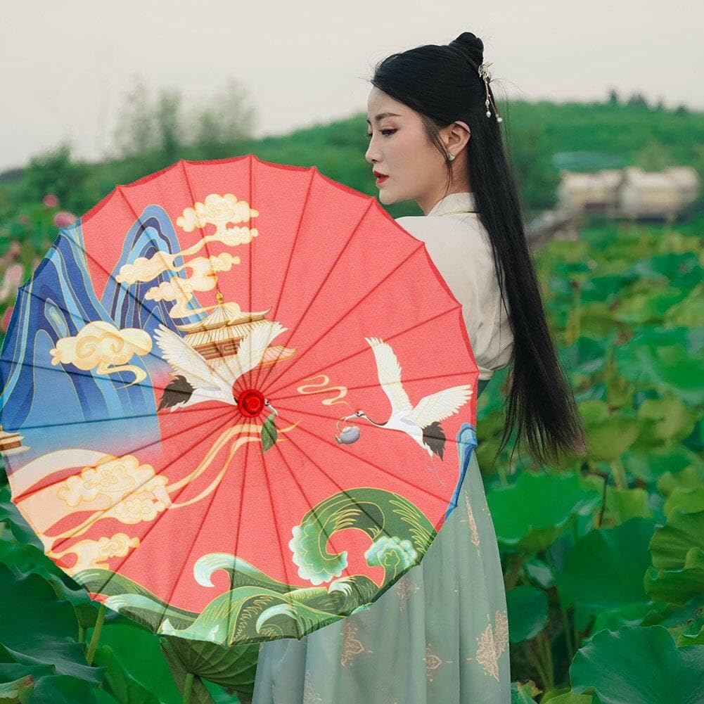 Parapluie Japonais Soie Bambou 82 Cm – Parasol Chinois Danse, Mariage, Cosplay, Photographie, Accessoire Traditionnel Élégant
