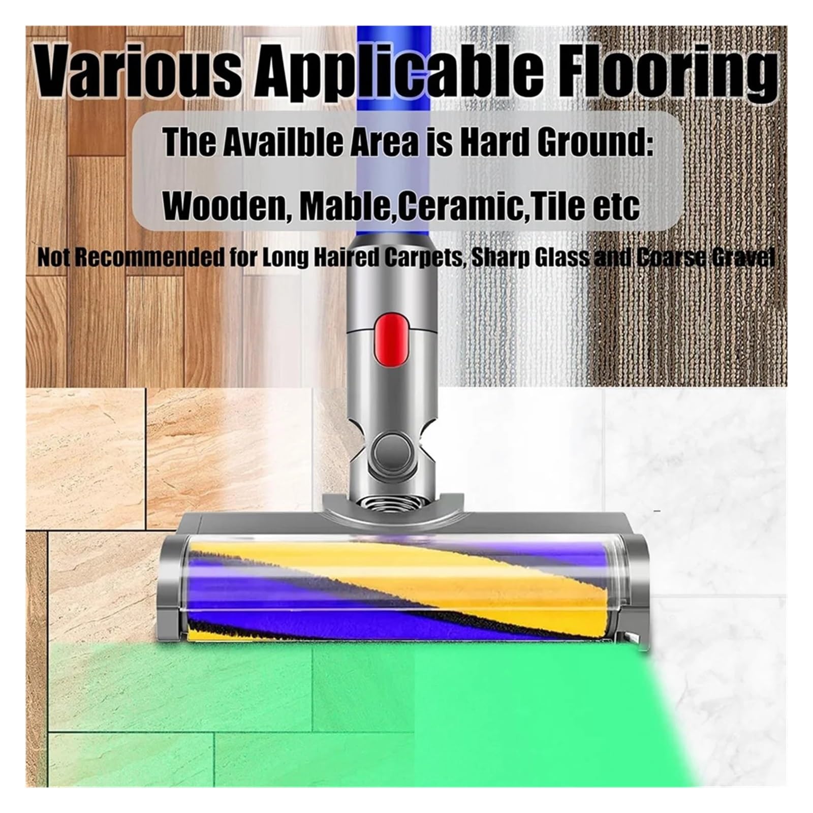 Testina per Pavimenti Duri, Compatibile con Dyson V7, V8, V10, V11, V15