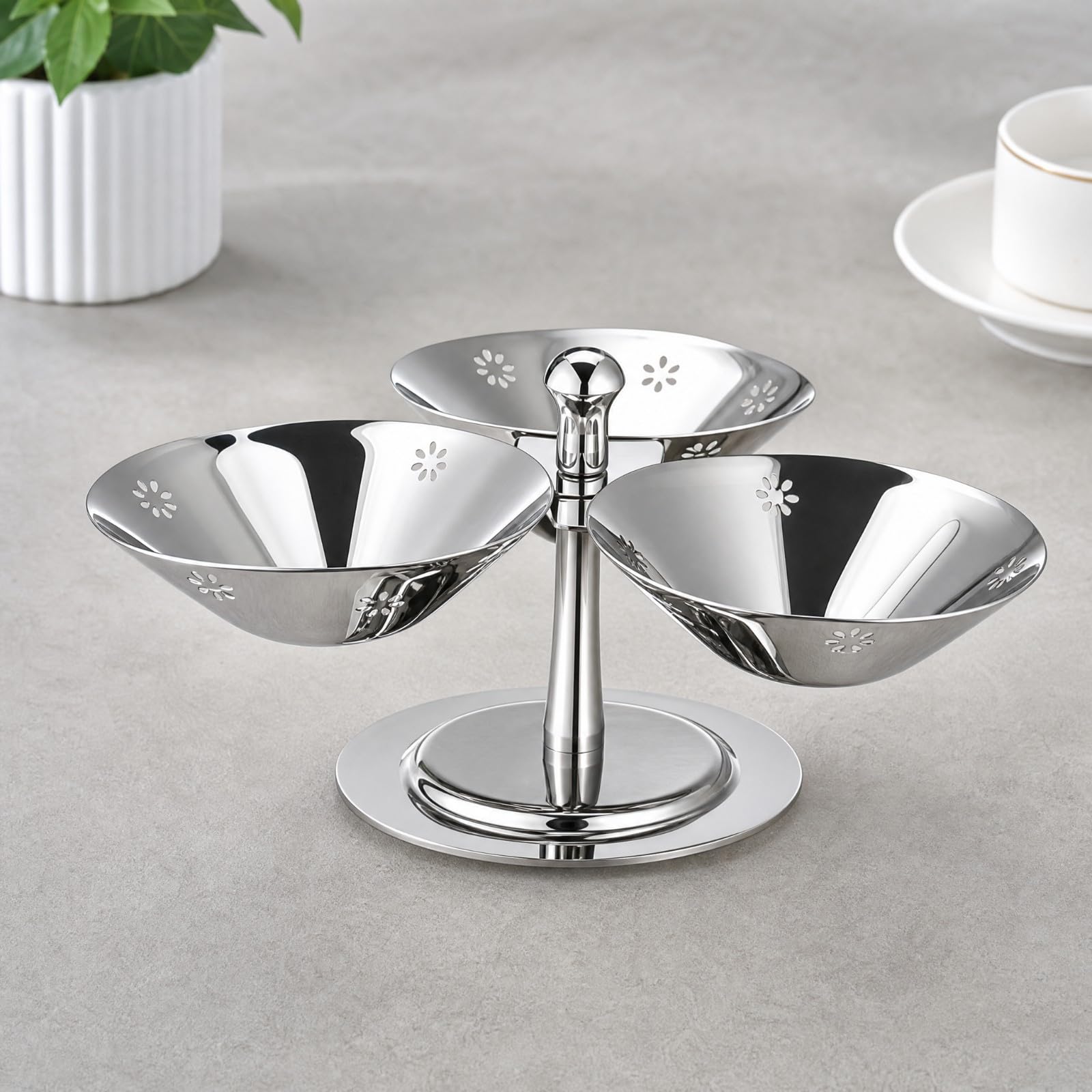 Soporte Giratorio Postres con Cuenco Estante Postres con Base Circular Multiusos Bandeja Pedestal Patas para Buffets,