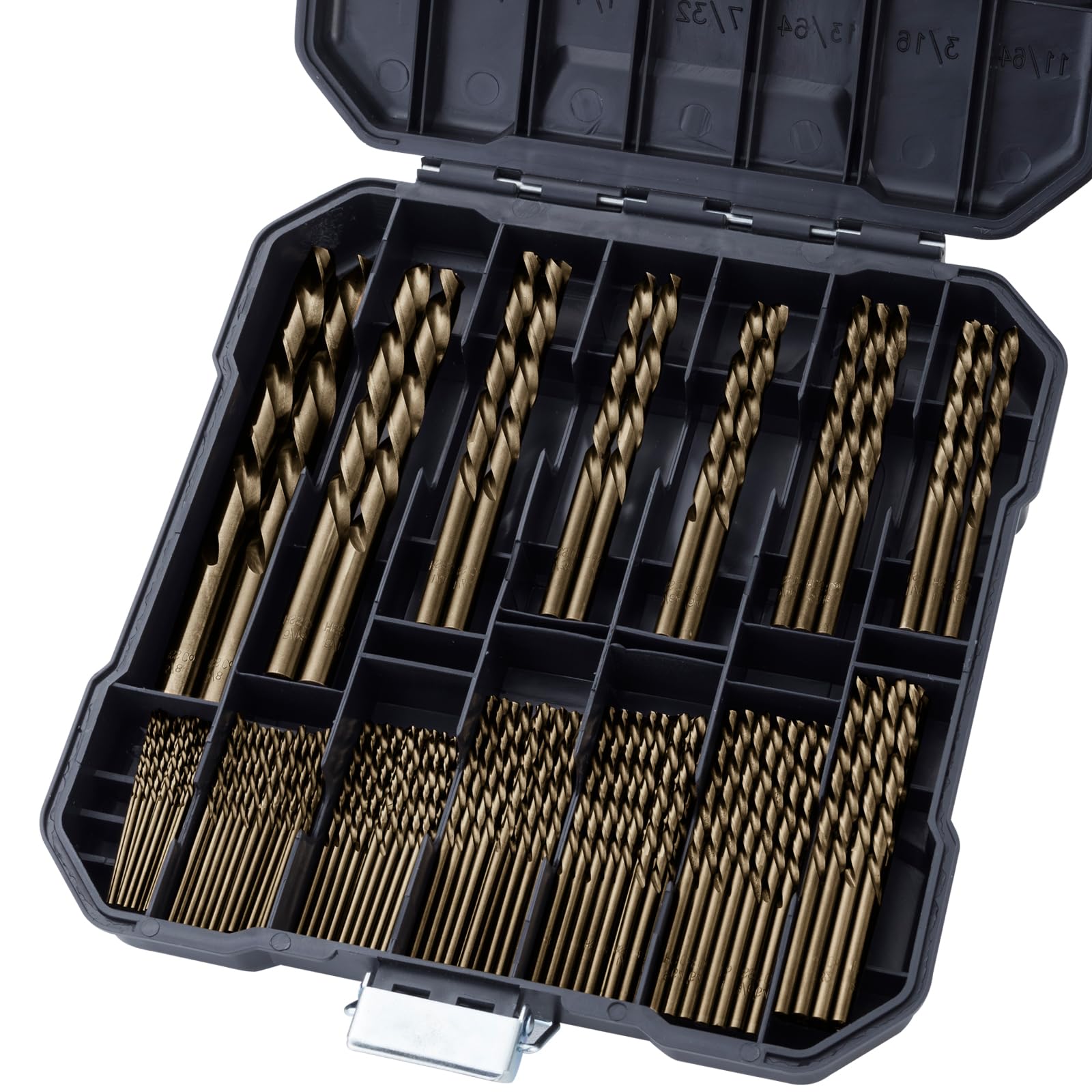 Cobalt Drill Bit Set for Hardened Metal and Stainless Steel, 99Pcs M35 High Speed Steel Twist Jobber Metal Drill Bits 1/16"-3/8", with Plastic Index Storage Case
