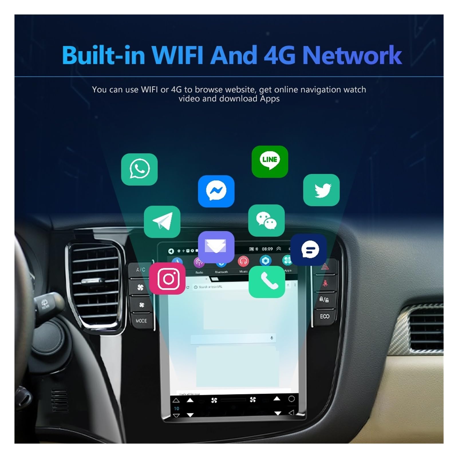 Radio Samochodowe Multimedialny Odtwarzacz Wideo Nawigacja Stereo GPS łAtwa Instalacja(32G Carplay)