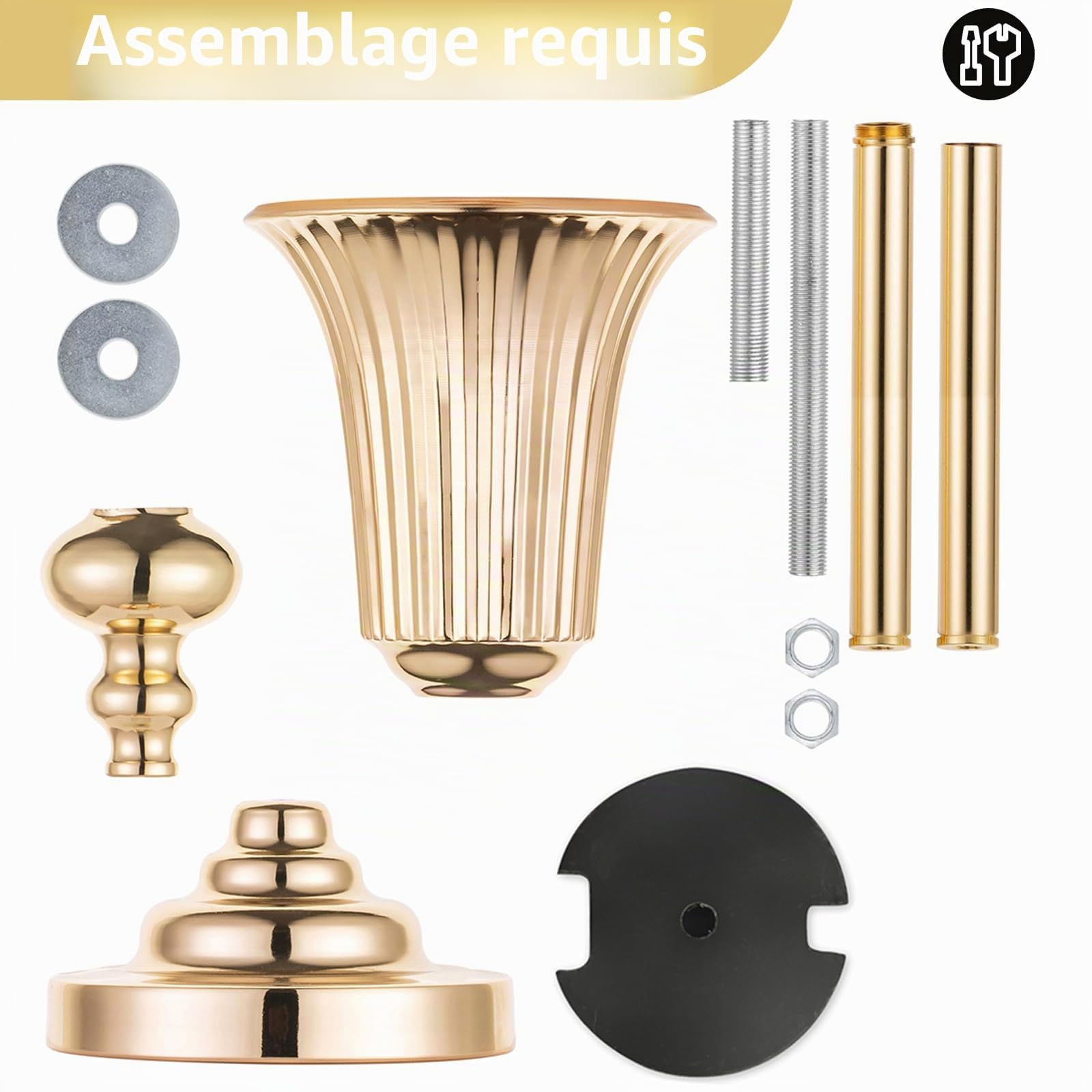 NUPTIO Vase Or pour Centre de Table: 2 Pièces 77.5cm Haut Support Fleur Trompette Doré pour Mariage - Decoratif Metal Vases pour Noel Anniversaire Ceremonie