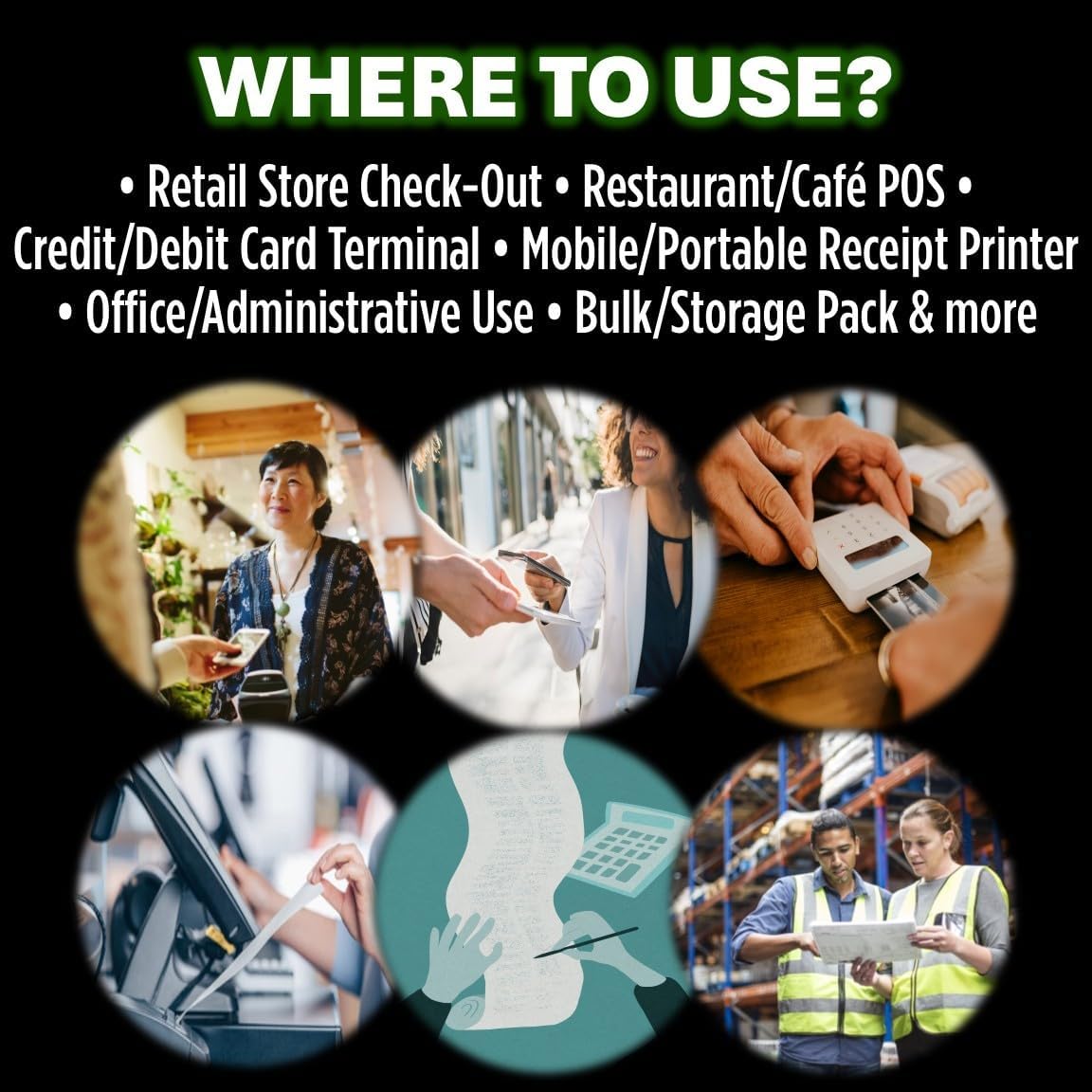 DU-MOST 5255 Thermal Receipt Paper Rolls, 2-1/4" x 165 ft, 50 Pack, BPA & BPS Free Premium Cash POS Register Paper Bulk for Credit Card Terminals, Receipt Printers