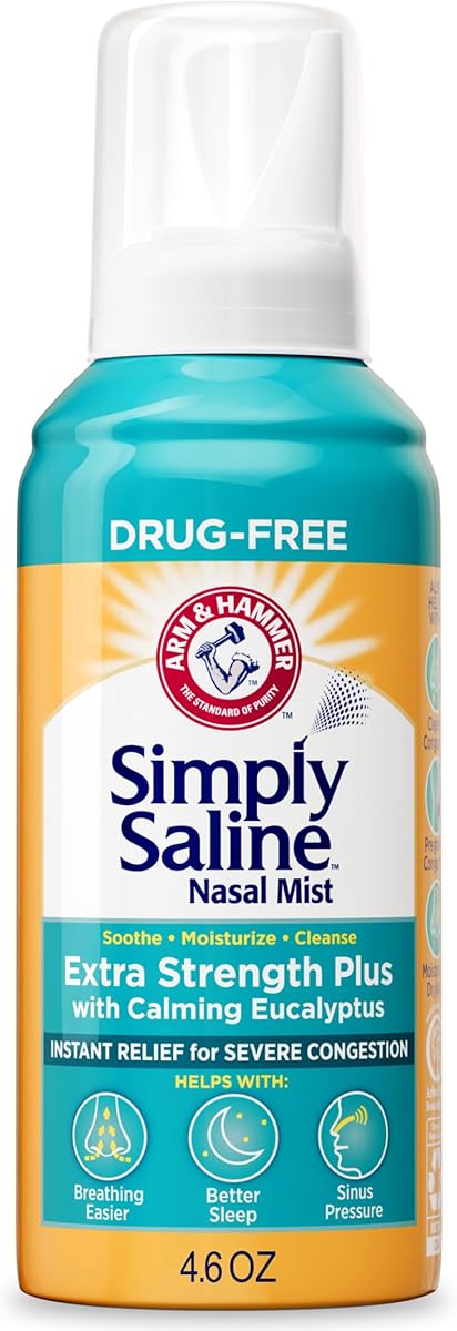 ARM & Hammer Simply Saline Extra Strength Plus Eucalyptus Nasal Mist for Severe Congestion, 4.6 oz
