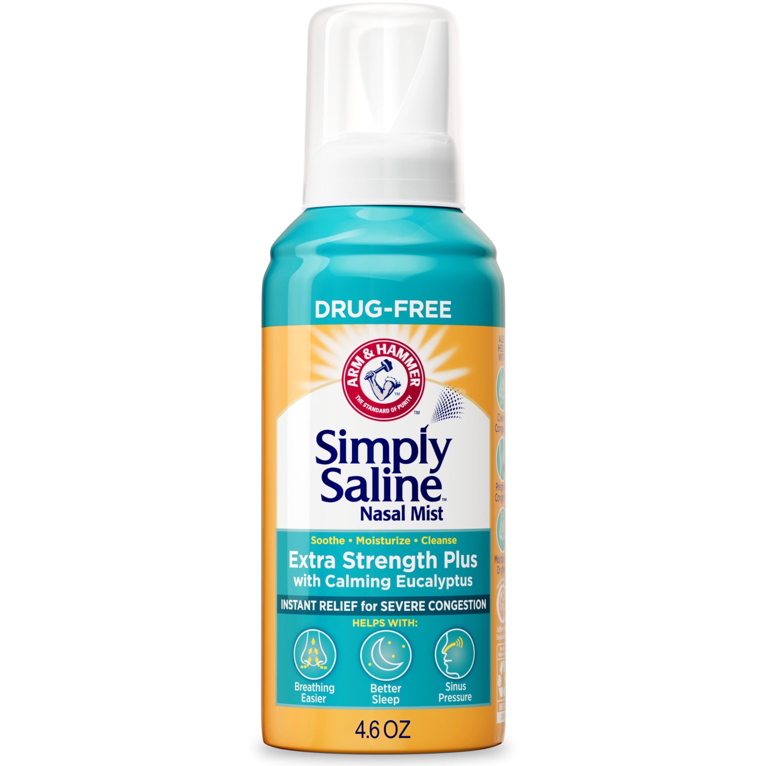 ARM & Hammer Simply Saline Extra Strength Plus Eucalyptus Nasal Mist for Severe Congestion, 4.6 oz