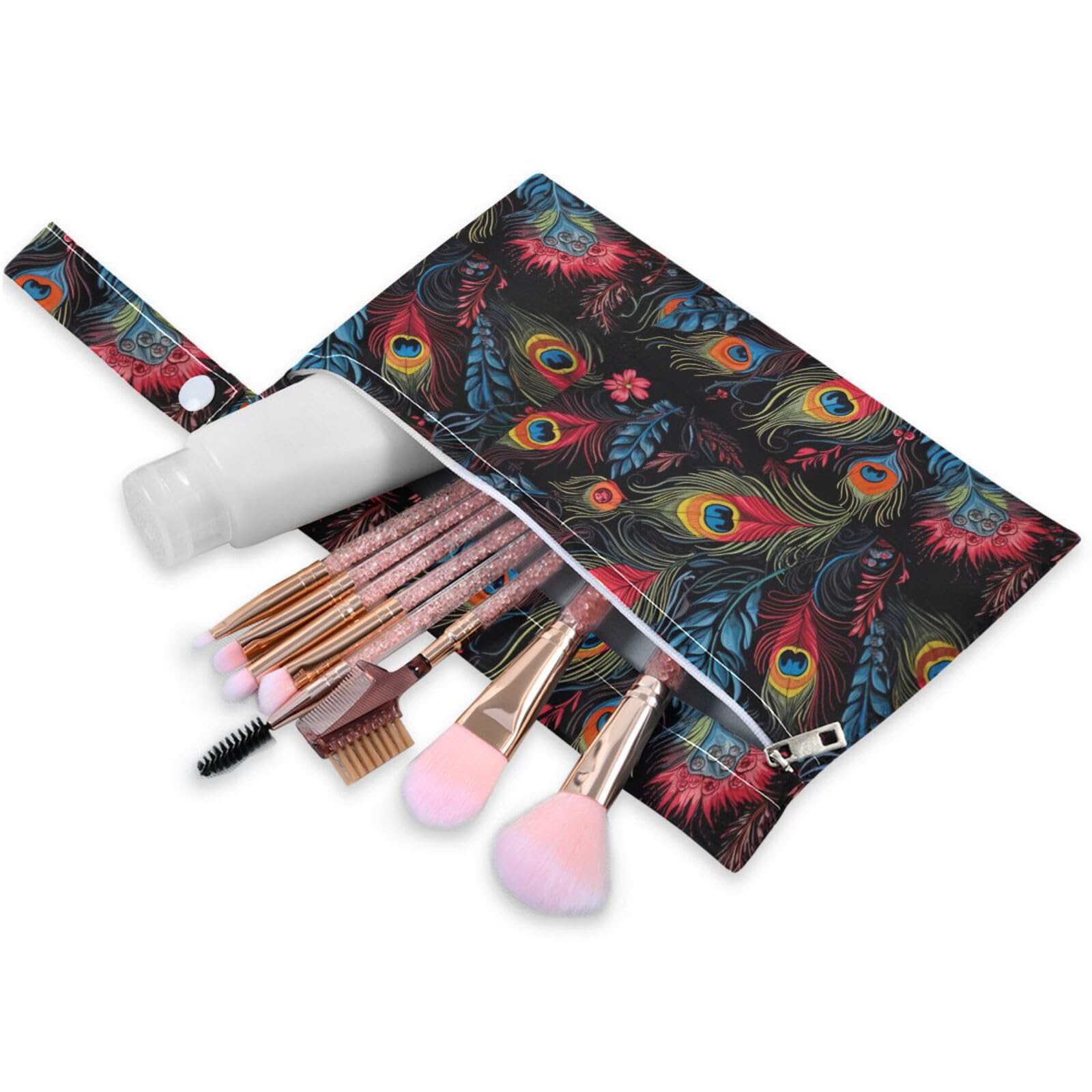 Coikll Wet Dry Bags for Cloth Diaper 2 Pack Waterproof Yoga Gym Bag for Swimsuit Wet Clothes Baby Items-?Peacock Feathers?