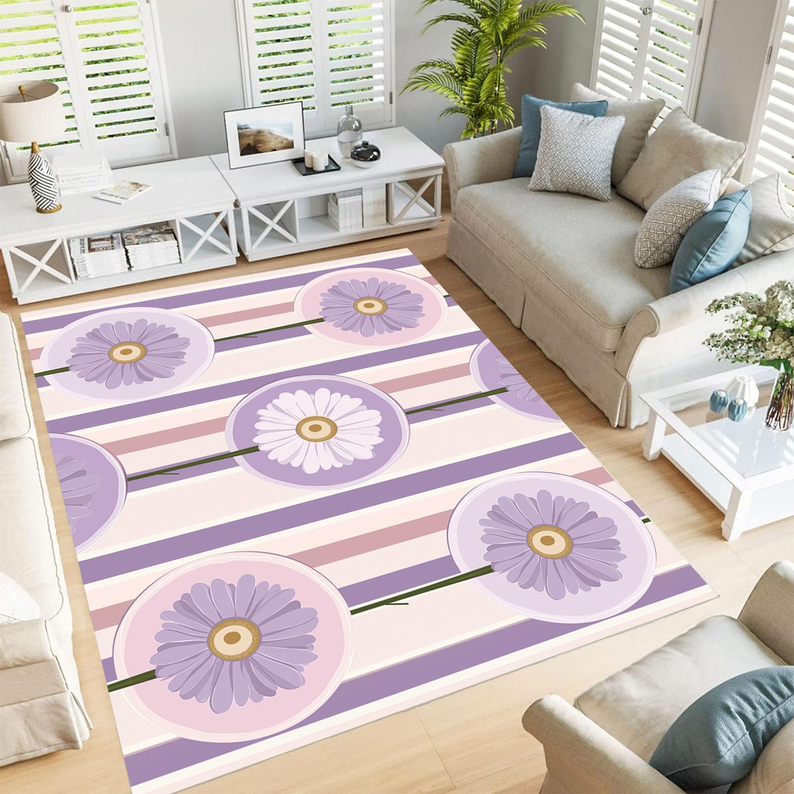 Tapis lavable en machine marguerite 60x90 antidérapant et doux