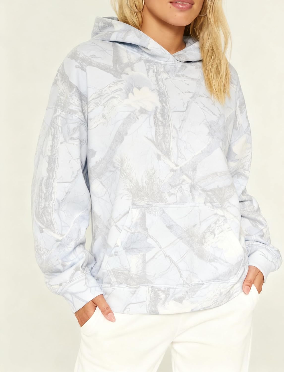 Dsewpaur Camo Hoodie For Women Oversized Long Sleeve Drop Shoulder Fleece Hooded Sweatshirt Pullover With Pocket Outfits